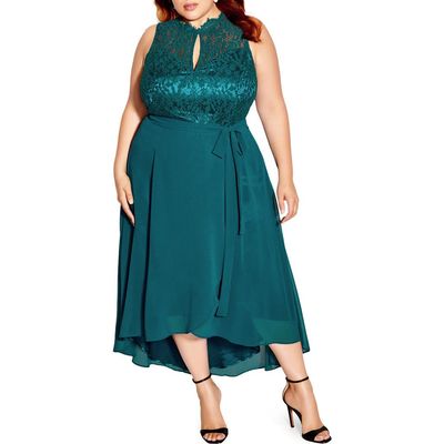 City Chic City Chic Vera Lace Sleeveless High-Low Dress