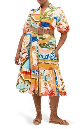 City Chic City Chic Wild Soul Belted Cotton Shirtdress 