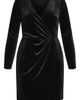 City Chic City Chic Wrap Bodice Long Sleeve Velvet Dress - 3