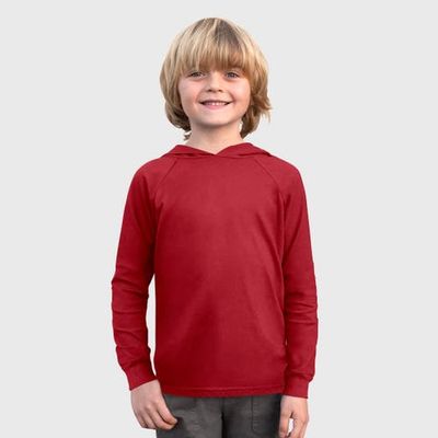 CITY THREADS CITY THREADS Boys Medium-Weight 100% Cotton Long Sleeve Hooded Tee with Cuffs