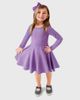 CITY THREADS CITY THREADS Girls Soft Jersey 100% Cotton Long Sleeve Skater Twirly Dress - 3