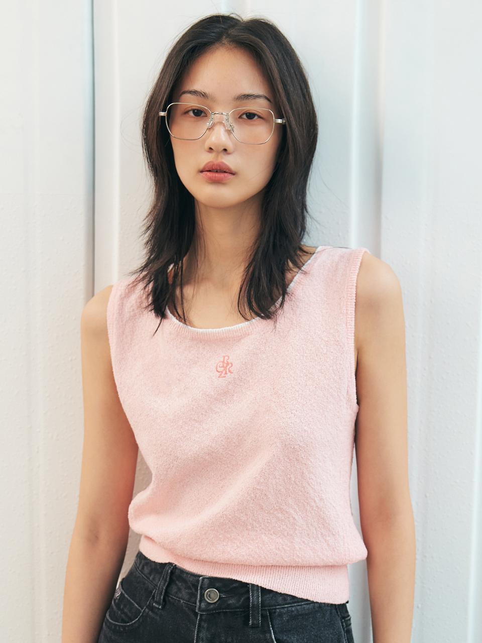 CITYBREEZE Boucle Symbol Logo Sleeveless Top_Pink