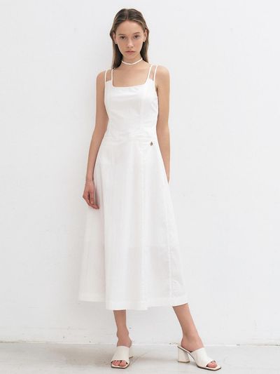 CITYBREEZE Nylon Strap Ribbon Long Dress_White