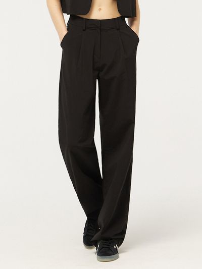 CITYBREEZE One Tuck Wide Summer Slacks_Black
