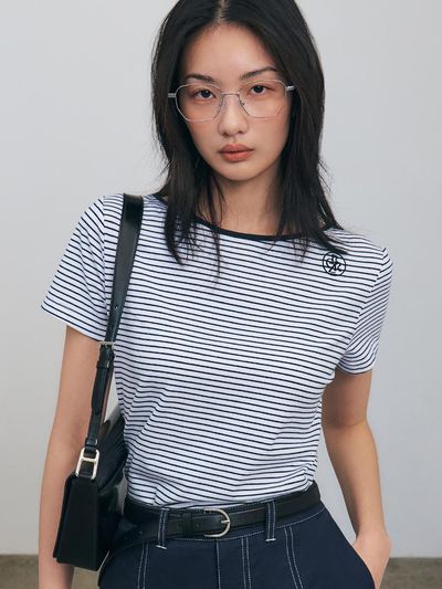 CITYBREEZE Stripe Short Sleeve T-shirt_White
