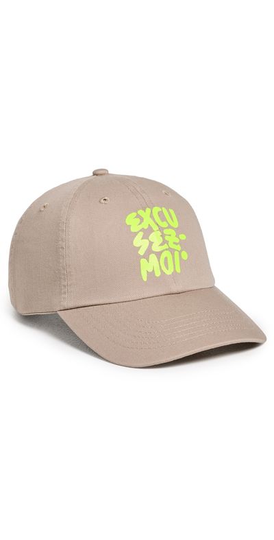 Clare V. Clare V. Baseball Hat Khaki with Neon Yellow One
