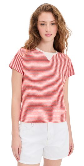 Clare V. Clare V. Classic Tee Bright Poppy/Cream