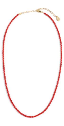 Clare V. Clare V. Enamel Barrel Chain Necklace Poppy One