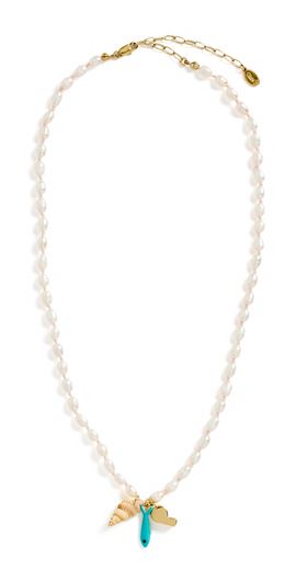 Clare V. Clare V. Freshwater Pearl Charm Necklace Cream Multi One
