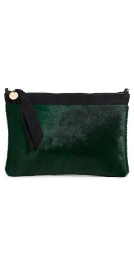 Clare V. Clare V. Haircalf Flat Clutch Bottle Green One