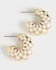Clare V. Clare V. Le Hoop Earrings Gold/Cream Checker One - 2