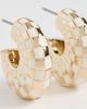 Clare V. Clare V. Le Hoop Earrings Gold/Cream Checker One - 4
