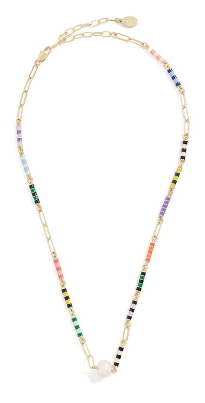 Clare V. Clare V. Le Stripe Pearl Necklace Multi One