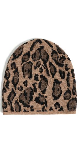 Clare V. Clare V. Leopard Knit Beanie Camel Jaguar One