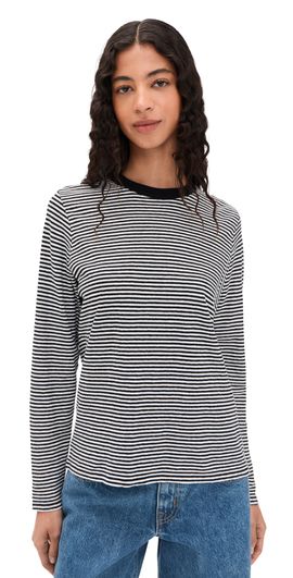 Clare V. Clare V. Mini Stripe Long Sleeve Tee Black/Cream