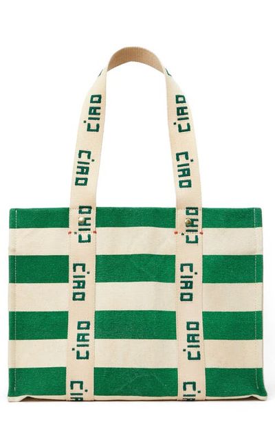Clare V. Clare V. Noemie Stripe Cotton Canvas Tote