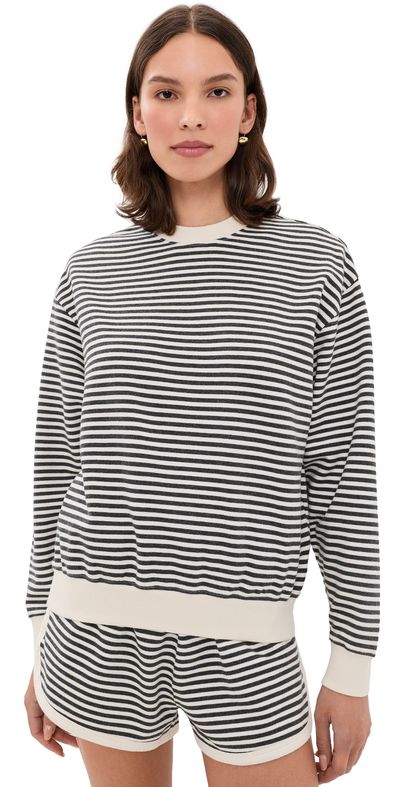 Clare V. Clare V. Oversized Stripe Sweatshirt Black/Cream
