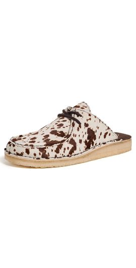 Clarks Clarks Desert Nomad Mules Brown Cow Print