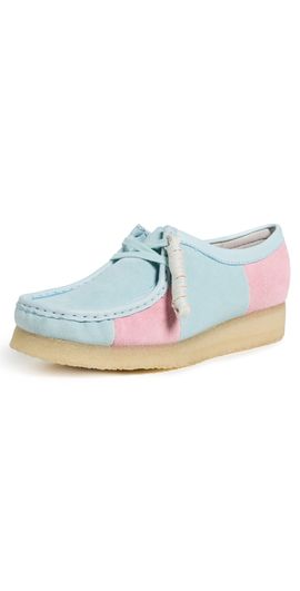 Clarks Clarks Wallabee Flats Pale Blue Stripe