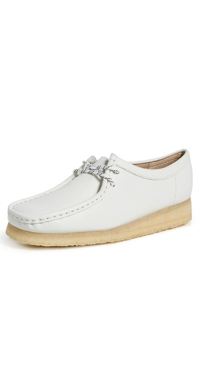 Clarks Clarks Wallabee Flats White Grain Leather