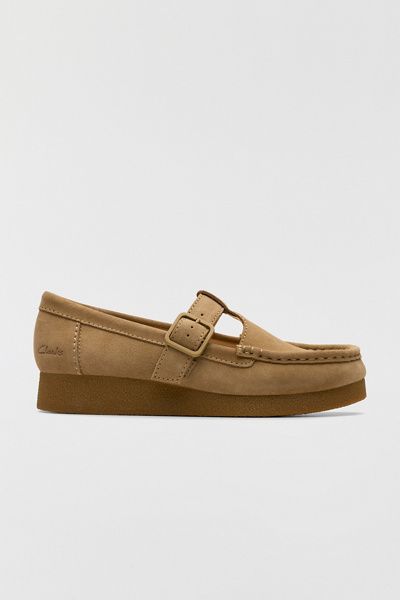 Clarks Clarks Women's Wallabee Evo T-Bar Shoes in Dark Sand Suede, Women's at Urban Outfitters