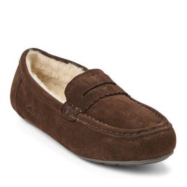 Clarks(r) Clarks(r) Suede Penny Loafer With Pinking Edge Detail Slippers