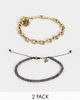 Classics 77 Classics 77 good vibes skull bracelet combo in gray - 1