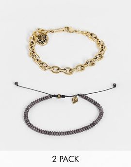 Classics 77 Classics 77 good vibes skull bracelet combo in gray