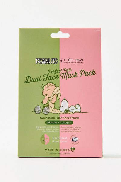 Célavi Célavi X Peanuts Perfect Pair Dual Face Mask 5-Pack in Matcha/Collagen at Urban Outfitters