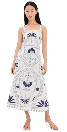 Cleobella Cleobella Carmen Midi Dress Liliana Blue Surf Print