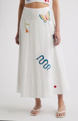 Cleobella Cleobella Eden Embroidered Organic Cotton Maxi Skirt
