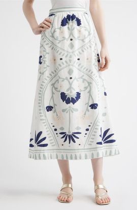 Cleobella Cleobella Juliet Floral Cotton & Linen Skirt