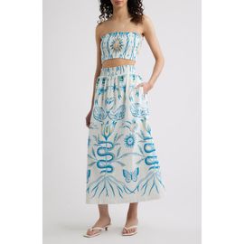 Cleobella Cleobella Sylvan Smocked Cotton & Linen Top & Skirt Set