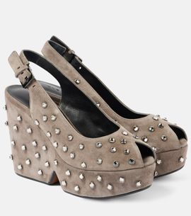 Clergerie Clergerie Davina embellished suede peep-toe pumps