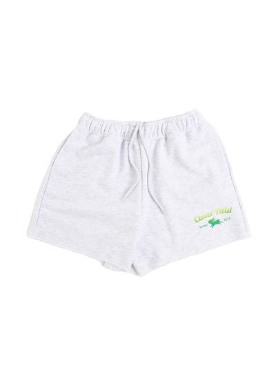 CLEVER FIELD Arch Logo Graphic Frayed Hem Sweat Shorts - Gray