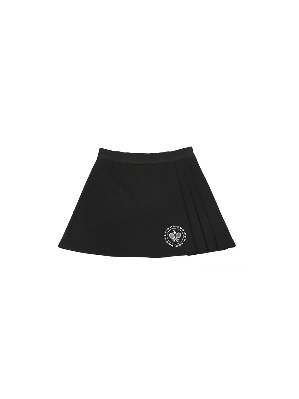 CLEVER FIELD Pique Deformed Pleated Culottes Skirt - Black