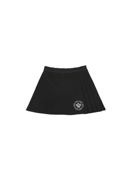 CLEVER FIELD Pique Deformed Pleated Culottes Skirt - Black