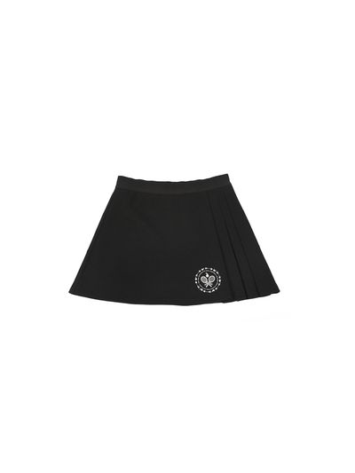 CLEVER FIELD Pique Deformed Pleated Culottes Skirt - Black