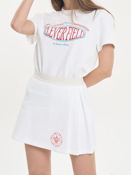 CLEVER FIELD Pique Deformed Pleated Culottes Skirt - Off White