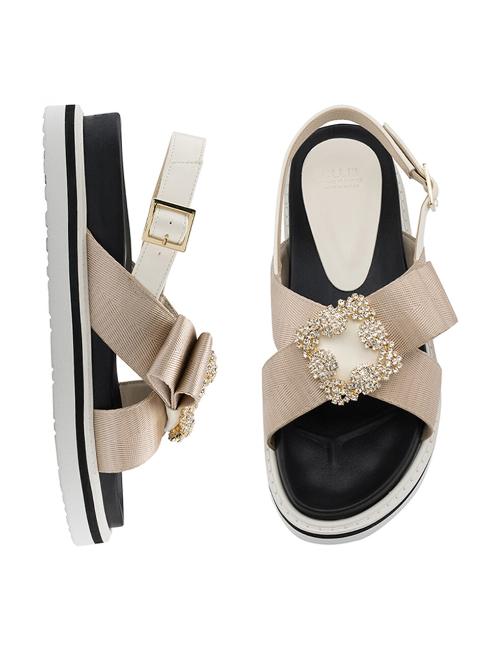 CLLIB Malou Newtro Jewelled Strap Sandal_Beige