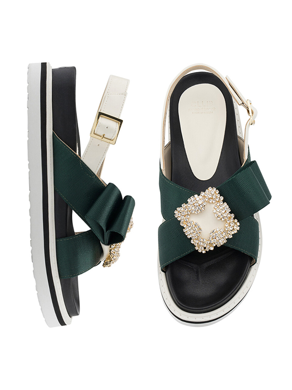 CLLIB Malou Newtro Jewelled Strap Sandal_Green