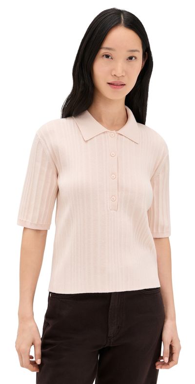 Closed Closed Short Sleeve Knit Polo Blush Pink
