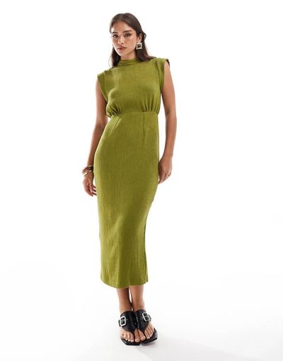 Closet London Closet London high neck midaxi dress in olive-Green