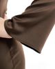 Closet London Closet London long sleeve satin drape maxi dress in chocolate-Red - 4