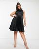Closet London Plus Closet London Plus high neck pleated mini dress in black - 2
