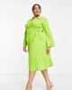 Closet London Plus Closet London Plus wrap shirt midi dress in lime-Green - 1