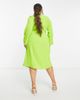 Closet London Plus Closet London Plus wrap shirt midi dress in lime-Green - 2