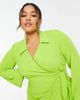 Closet London Plus Closet London Plus wrap shirt midi dress in lime-Green - 3
