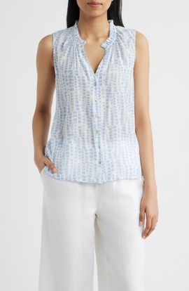 Cloth & Stone Cloth & Stone Block Print Sleeveless Shirt