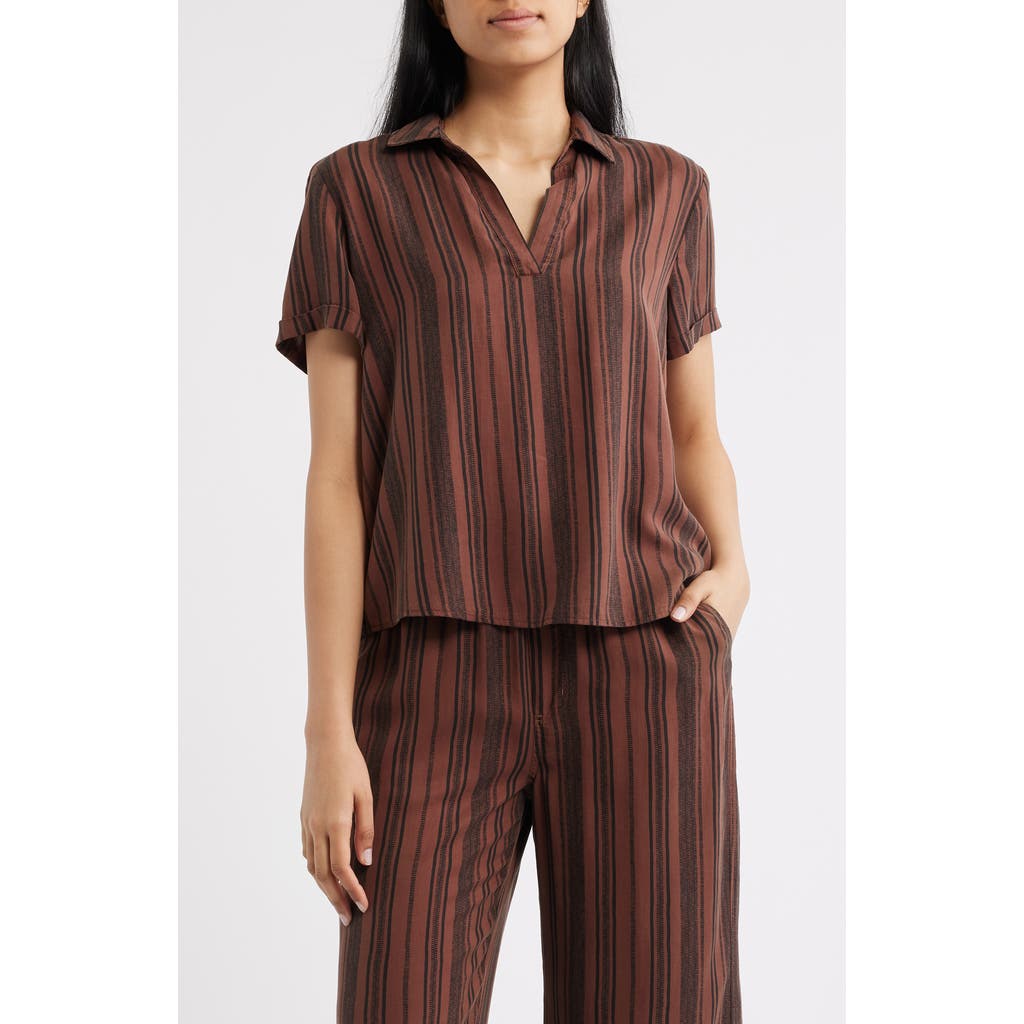 Cloth & Stone Cloth & Stone Collared Stripe Short Sleeve Shirt